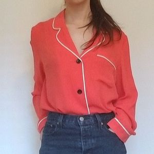 Rachel Roy Pajama Style Top w/ White Piping